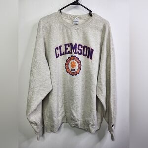 Vintage Clemson 2XL Purple Orange Chest Logo Heathered Gray Crewneck, GUC!!